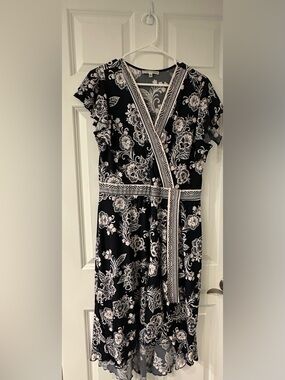 Sandra Darren Dress with Cream Floral Print Wrap Style